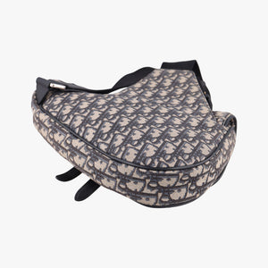 Vintage Christian Dior Saddlebags Gray×Navy×Black Jacquard×Leather  bum bag/waist bag | stylenewstar