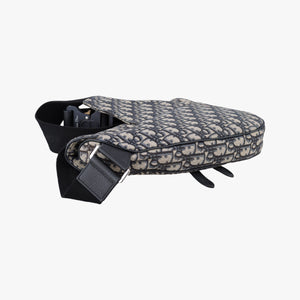 Vintage Christian Dior saddle Navy×Gray Jacquard×Leather  bum bag/waist bag | stylenewstar