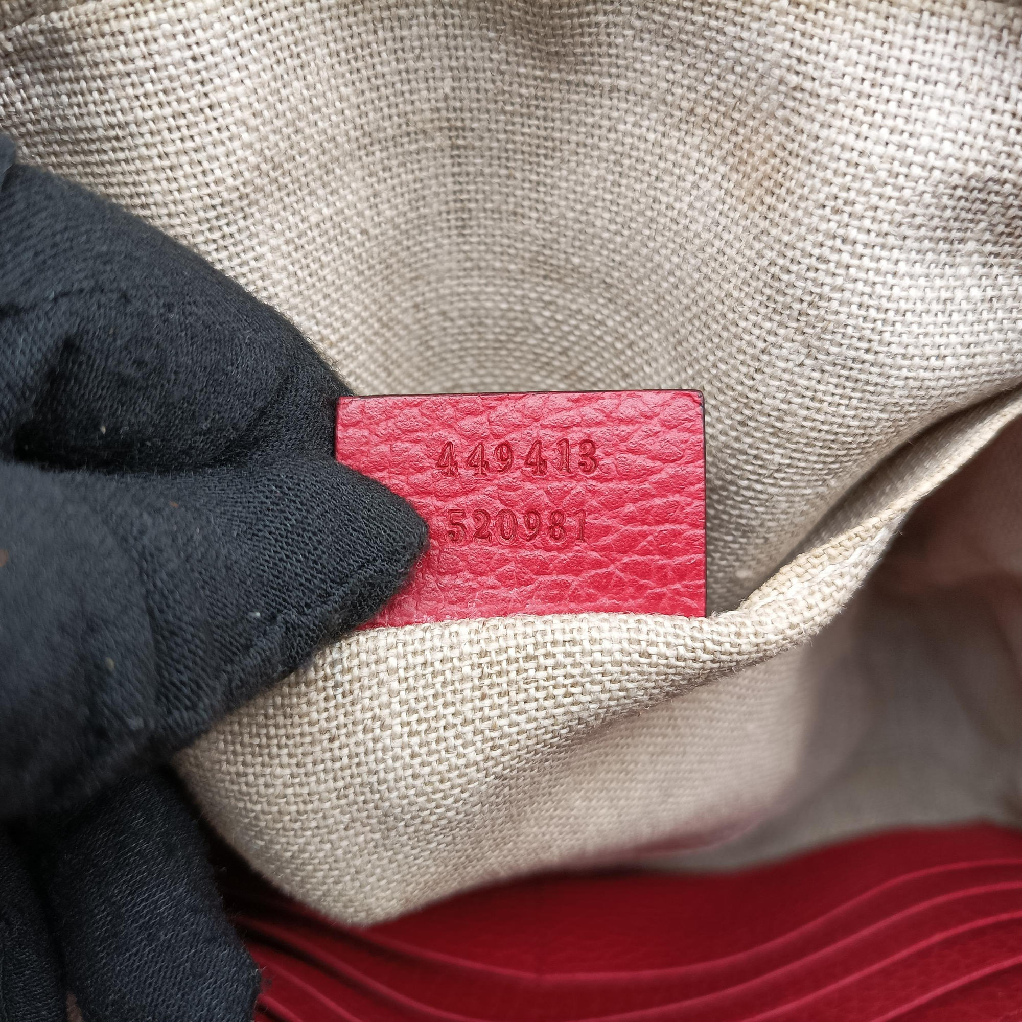 Pre-owned Gucci Bree Microguccissima Beige x red Canvas×Leather 449413 shoulderbag | stylenewstar