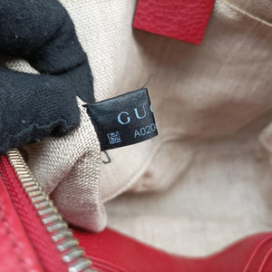 Pre-owned Gucci Bree Microguccissima Beige x red Canvas×Leather 449413 shoulderbag | stylenewstar