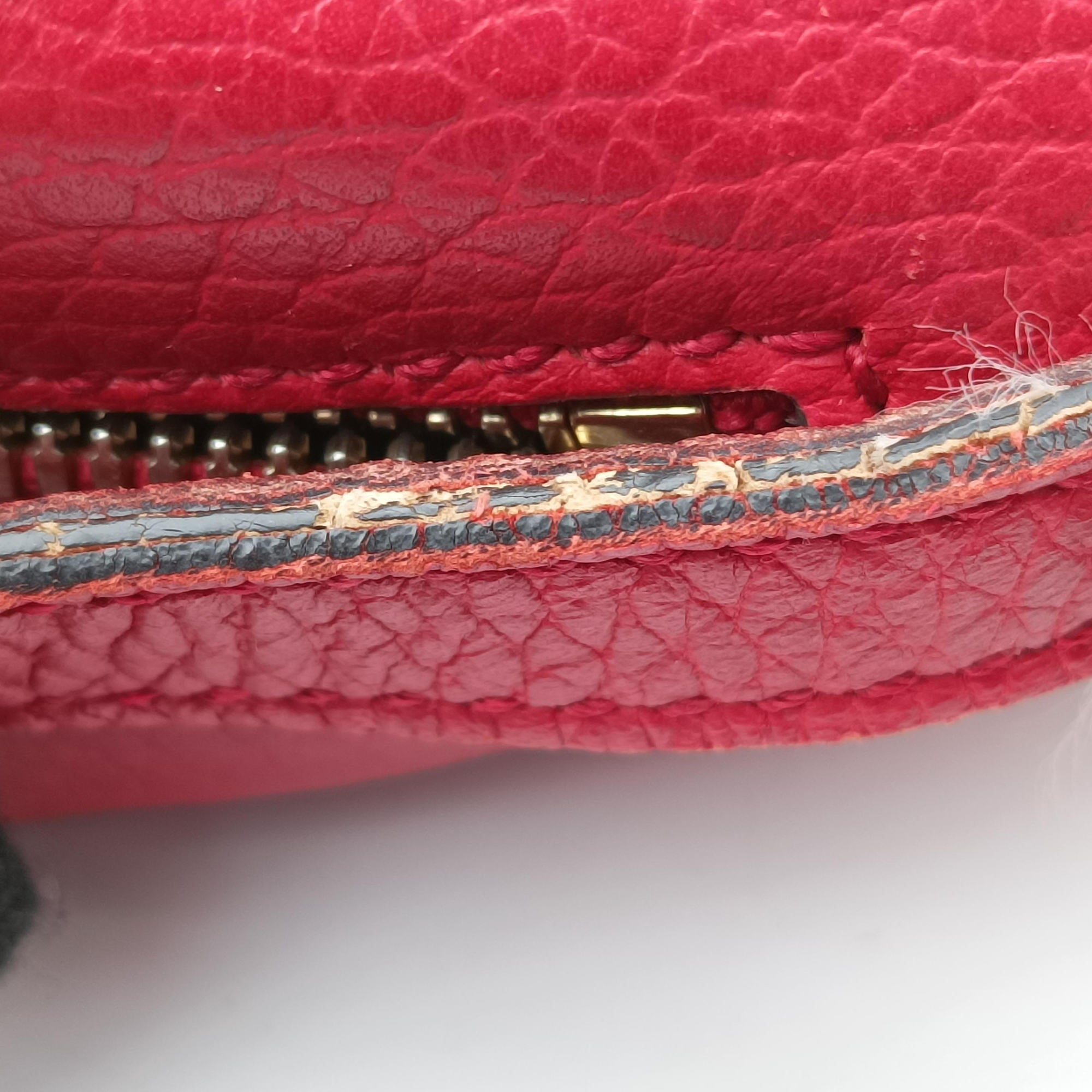 Pre-owned Gucci Bree Microguccissima Beige x red Canvas×Leather 449413 shoulderbag | stylenewstar