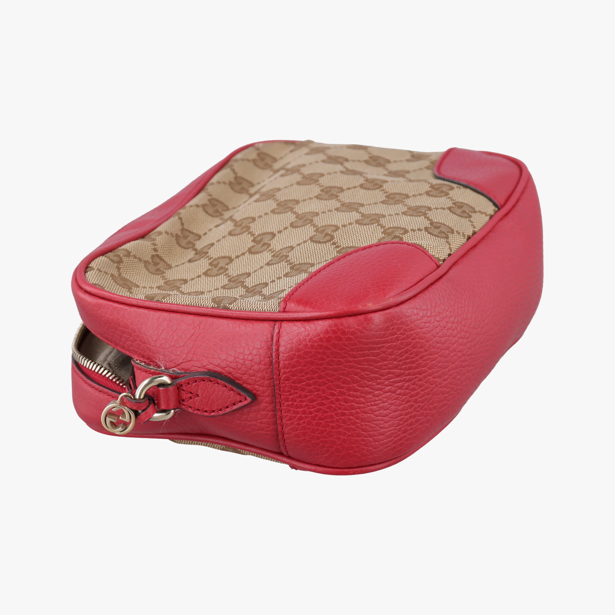 Pre-owned Gucci Bree Microguccissima Beige x red Canvas×Leather 449413 shoulderbag | stylenewstar