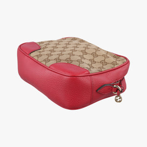 Pre-owned Gucci Bree Microguccissima Beige x red Canvas×Leather 449413 shoulderbag | stylenewstar
