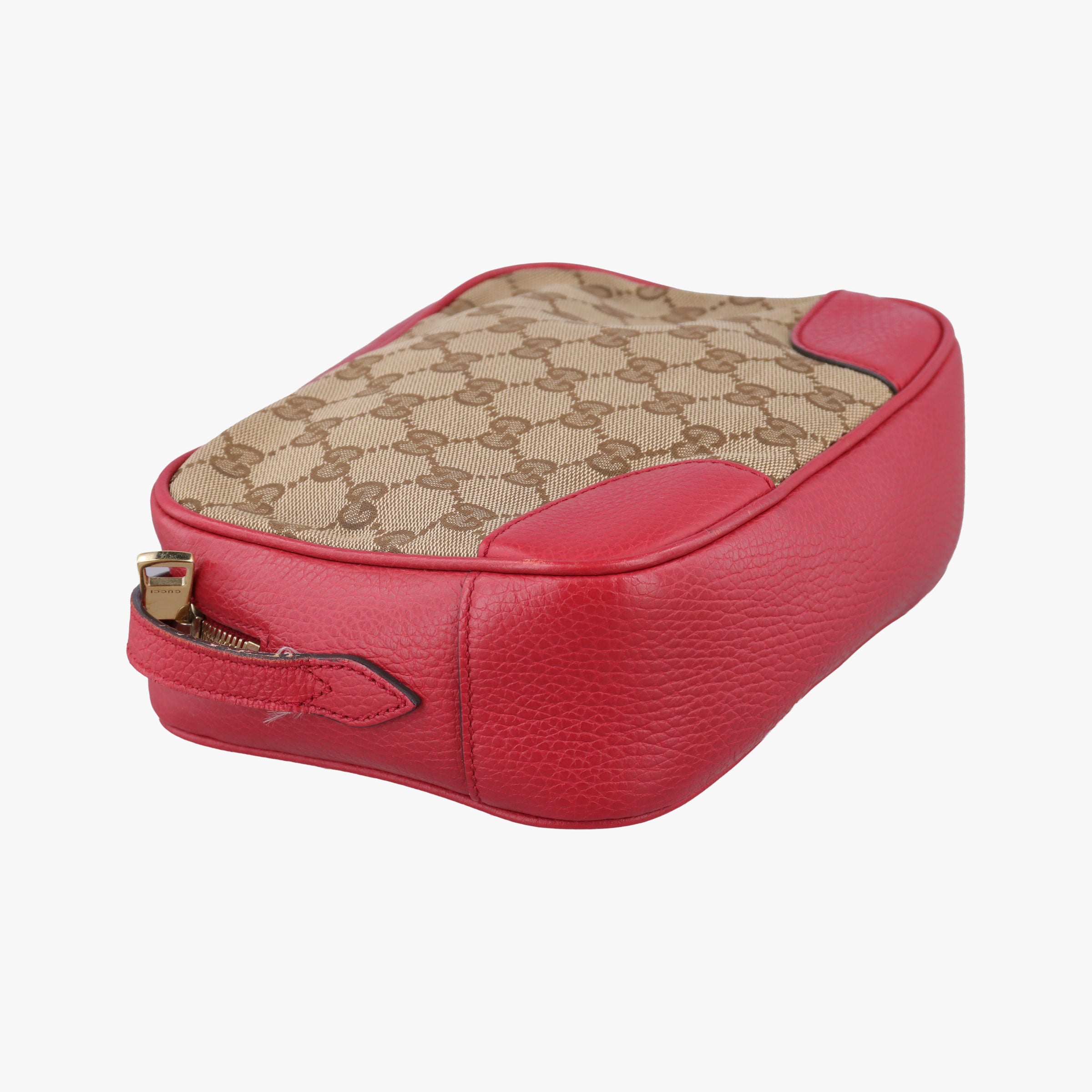 Pre-owned Gucci Bree Microguccissima Beige x red Canvas×Leather 449413 shoulderbag | stylenewstar
