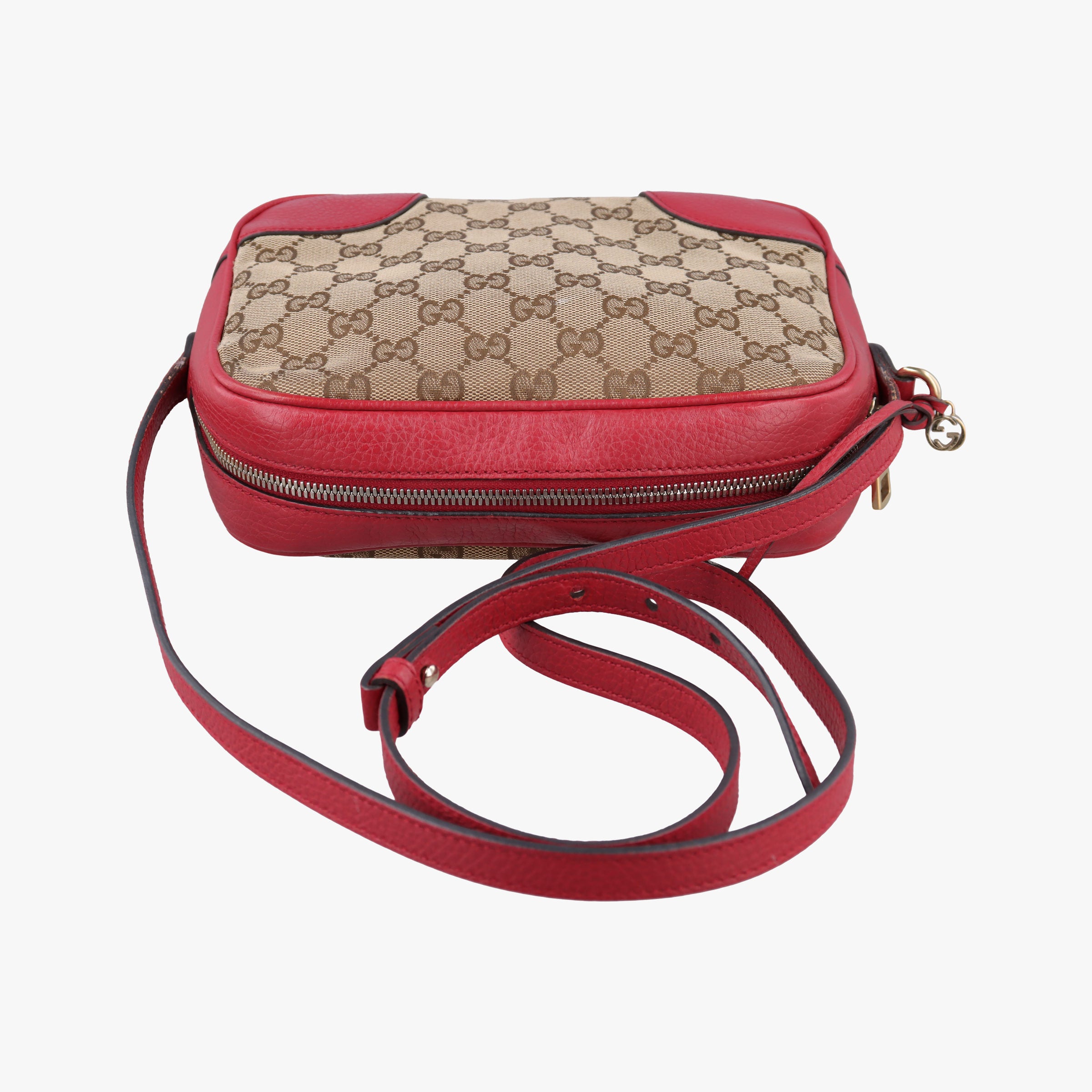 Pre-owned Gucci Bree Microguccissima Beige x red Canvas×Leather 449413 shoulderbag | stylenewstar