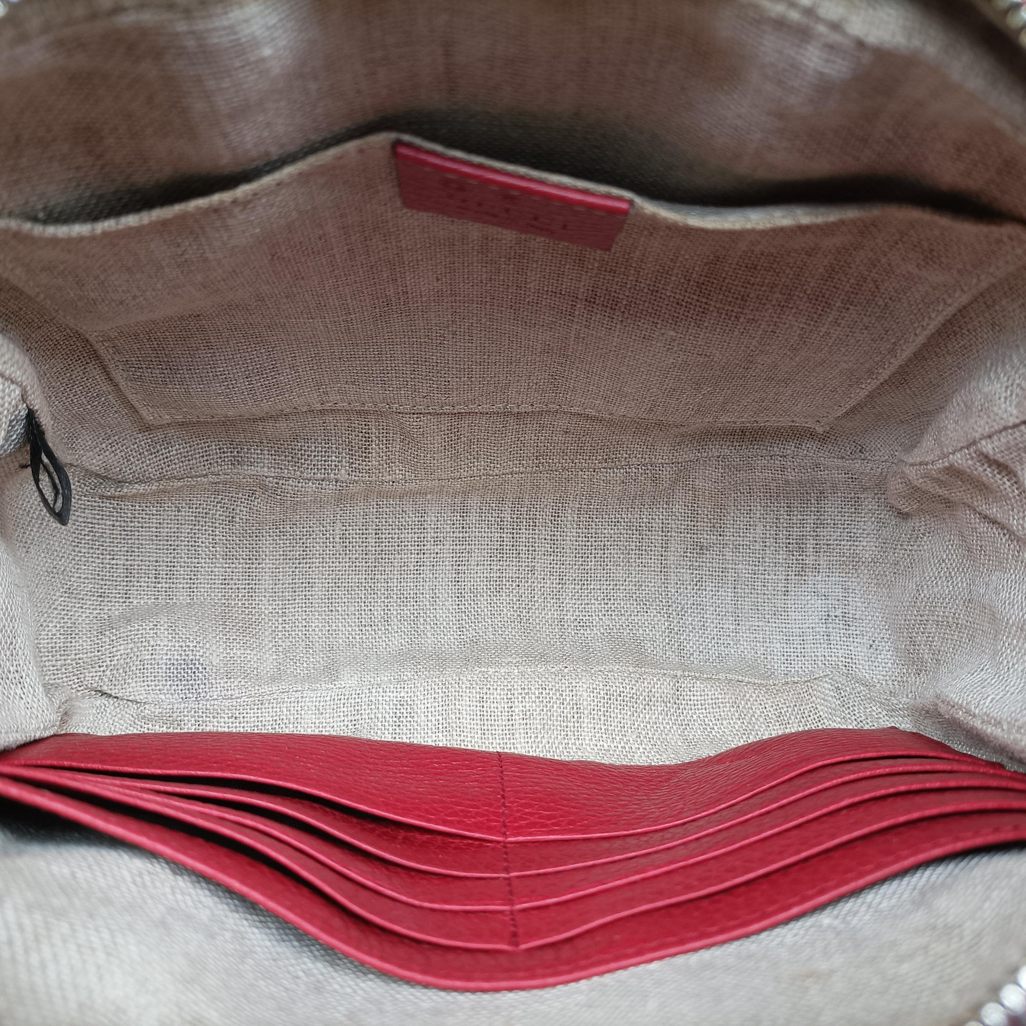 Pre-owned Gucci Bree Microguccissima Beige x red Canvas×Leather 449413 shoulderbag | stylenewstar