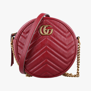 Pre-owned Gucci GG Marmont Red Leather 550154 shoulderbag | stylenewstar