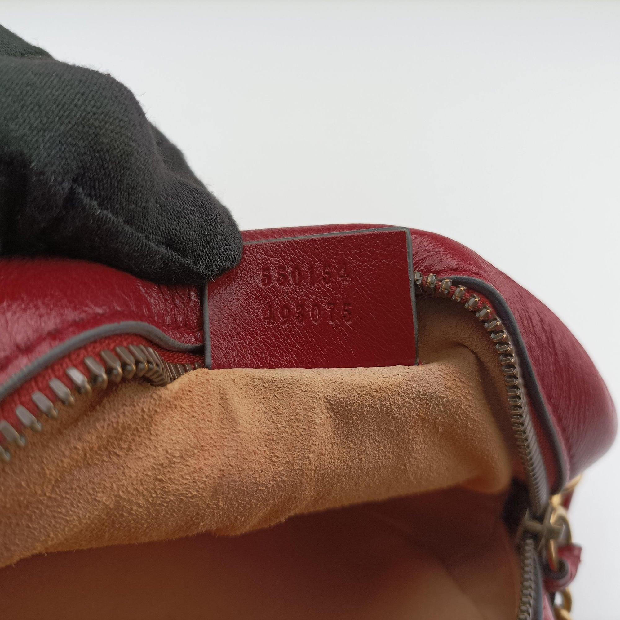Pre-owned Gucci GG Marmont Red Leather 550154 shoulderbag | stylenewstar