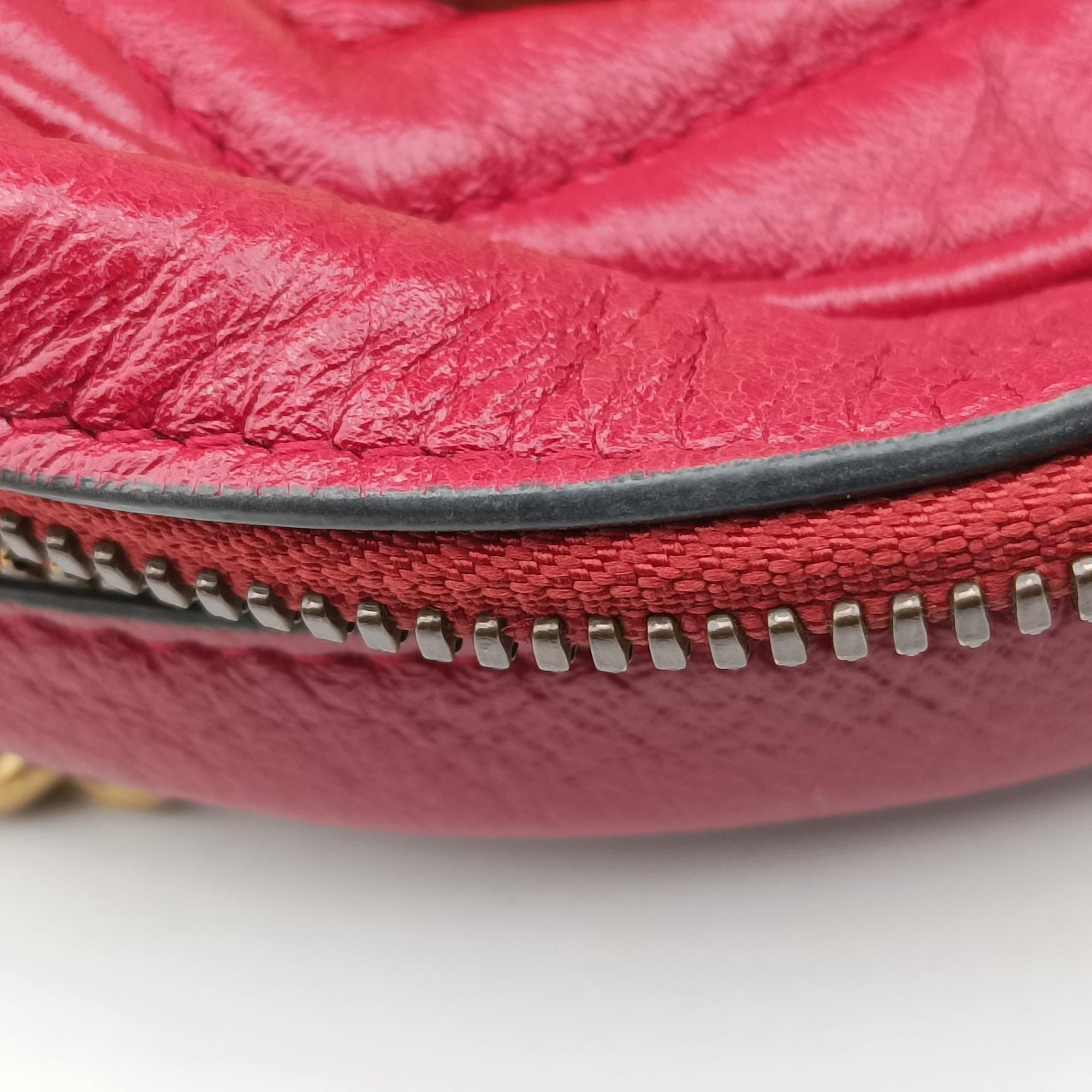Pre-owned Gucci GG Marmont Red Leather 550154 shoulderbag | stylenewstar