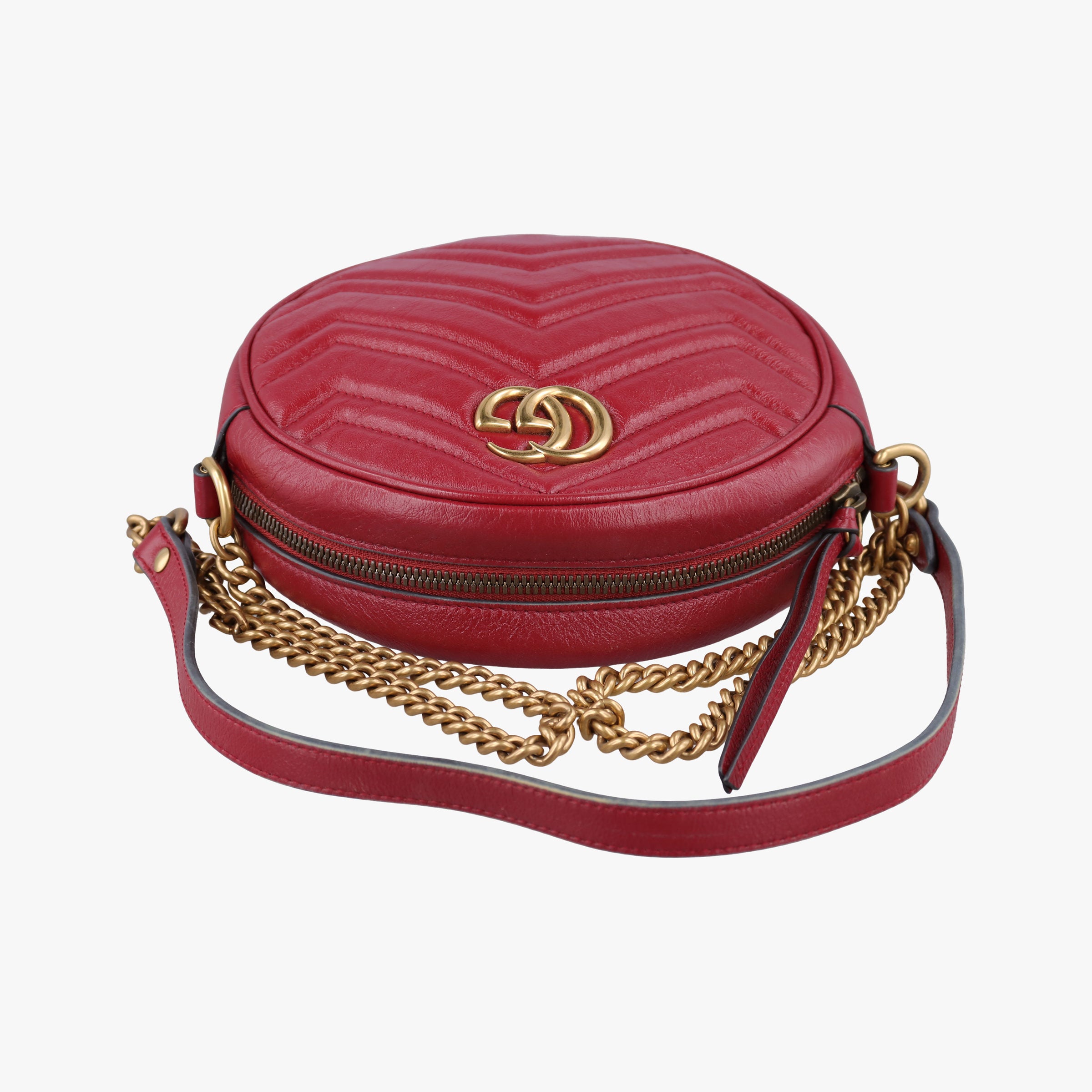 Pre-owned Gucci GG Marmont Red Leather 550154 shoulderbag | stylenewstar