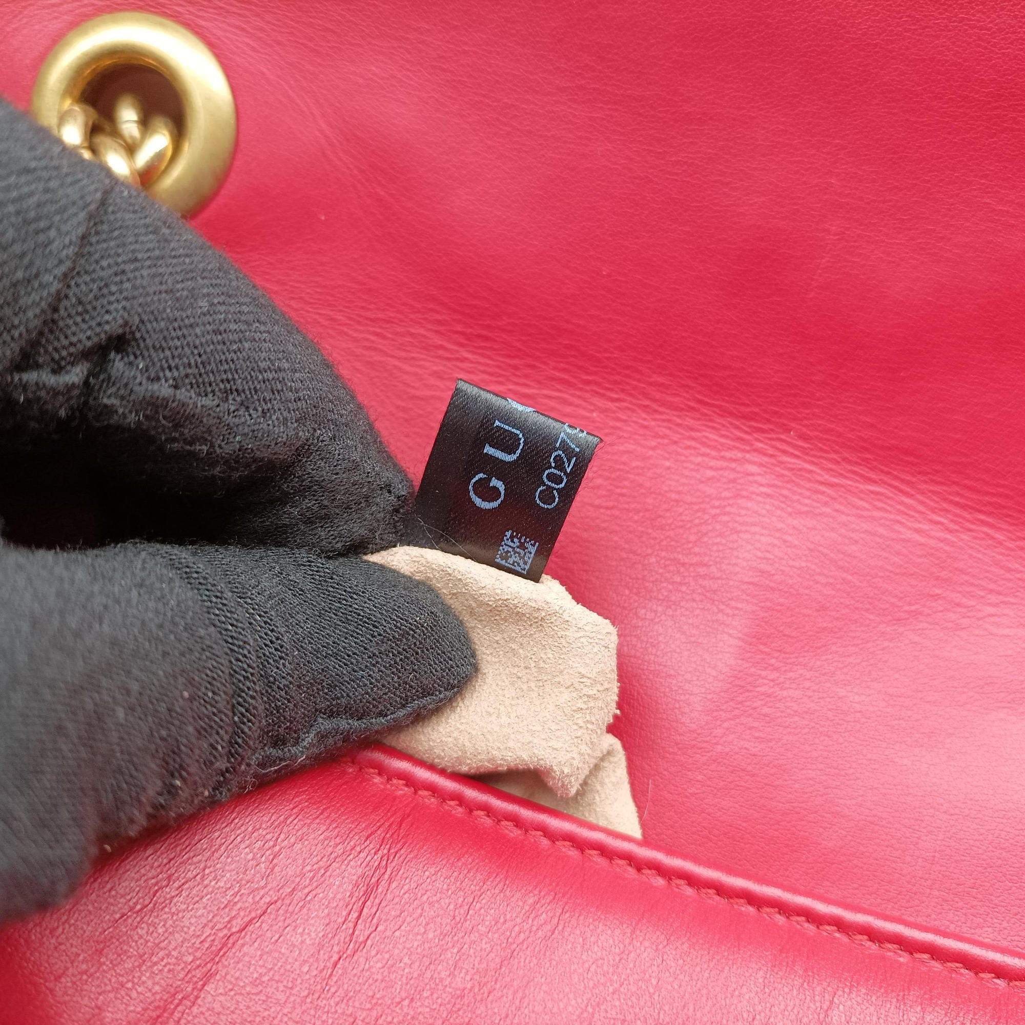 Secondhand Gucci GG Marmont Red Leather 443497 shoulderbag | stylenewstar