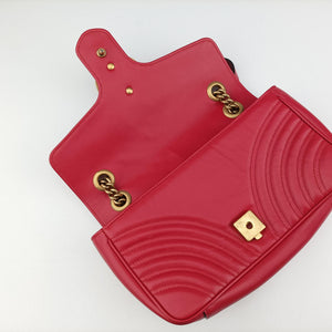 Secondhand Gucci GG Marmont Red Leather 443497 shoulderbag | stylenewstar