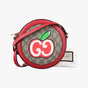 Pre-owned Gucci GG supreme Apple Red×beige PVC coated canvas×Leather 625216 shoulderbag | stylenewstar