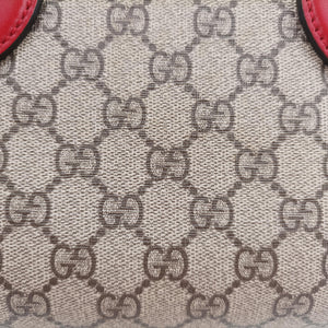 Pre-owned Gucci GG SUPREME beige×red×pink PVC coated canvas×Leather 409529 shoulderbag | stylenewstar