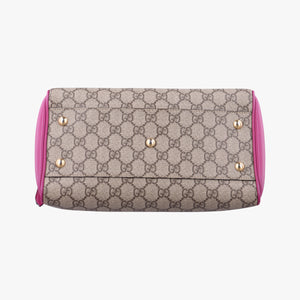 Pre-owned Gucci GG SUPREME beige×red×pink PVC coated canvas×Leather 409529 shoulderbag | stylenewstar
