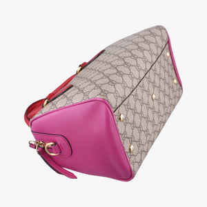 Pre-owned Gucci GG SUPREME beige×red×pink PVC coated canvas×Leather 409529 shoulderbag | stylenewstar