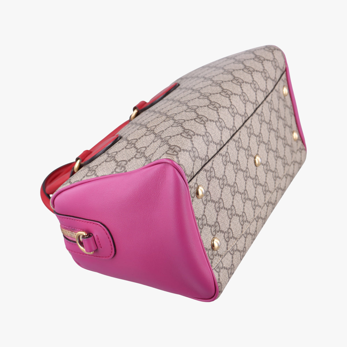 Pre-owned Gucci GG SUPREME beige×red×pink PVC coated canvas×Leather 409529 shoulderbag | stylenewstar