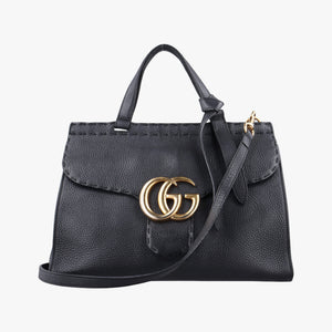 Pre-owned Gucci GG Marmont Black Leather 421890 shoulderbag | stylenewstar