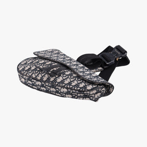 Pre-owned Christian Dior Saddlebags Gray×Navy×Black Jacquard×Leather  bum bag/waist bag | stylenewstar