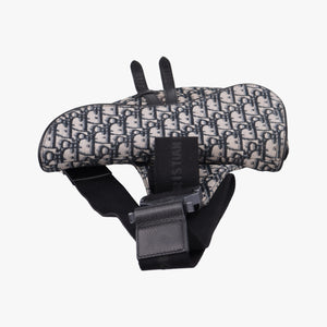 Pre-owned Christian Dior Saddlebags Gray×Navy×Black Jacquard×Leather  bum bag/waist bag | stylenewstar