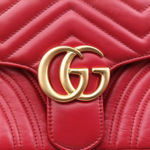 Pre-owned Gucci GG Marmont Red Leather 443497 shoulderbag | stylenewstar
