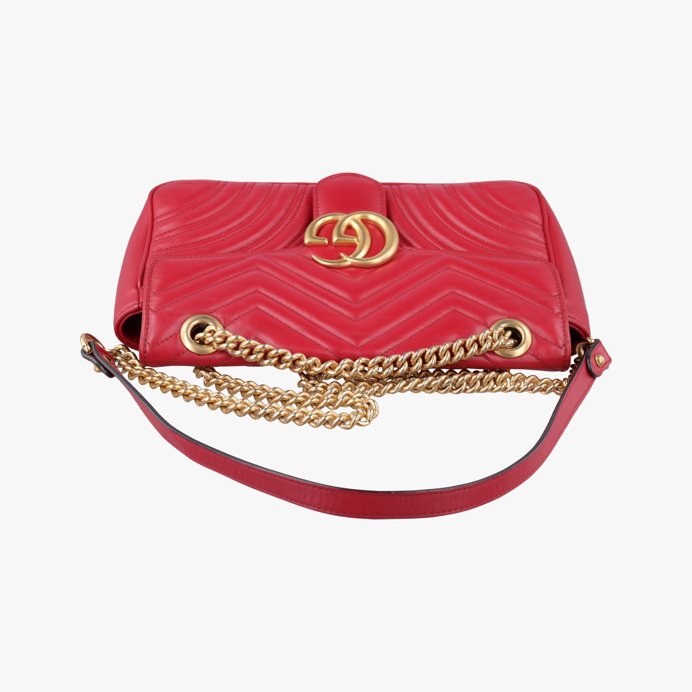 Pre-owned Gucci GG Marmont Red Leather 443497 shoulderbag | stylenewstar