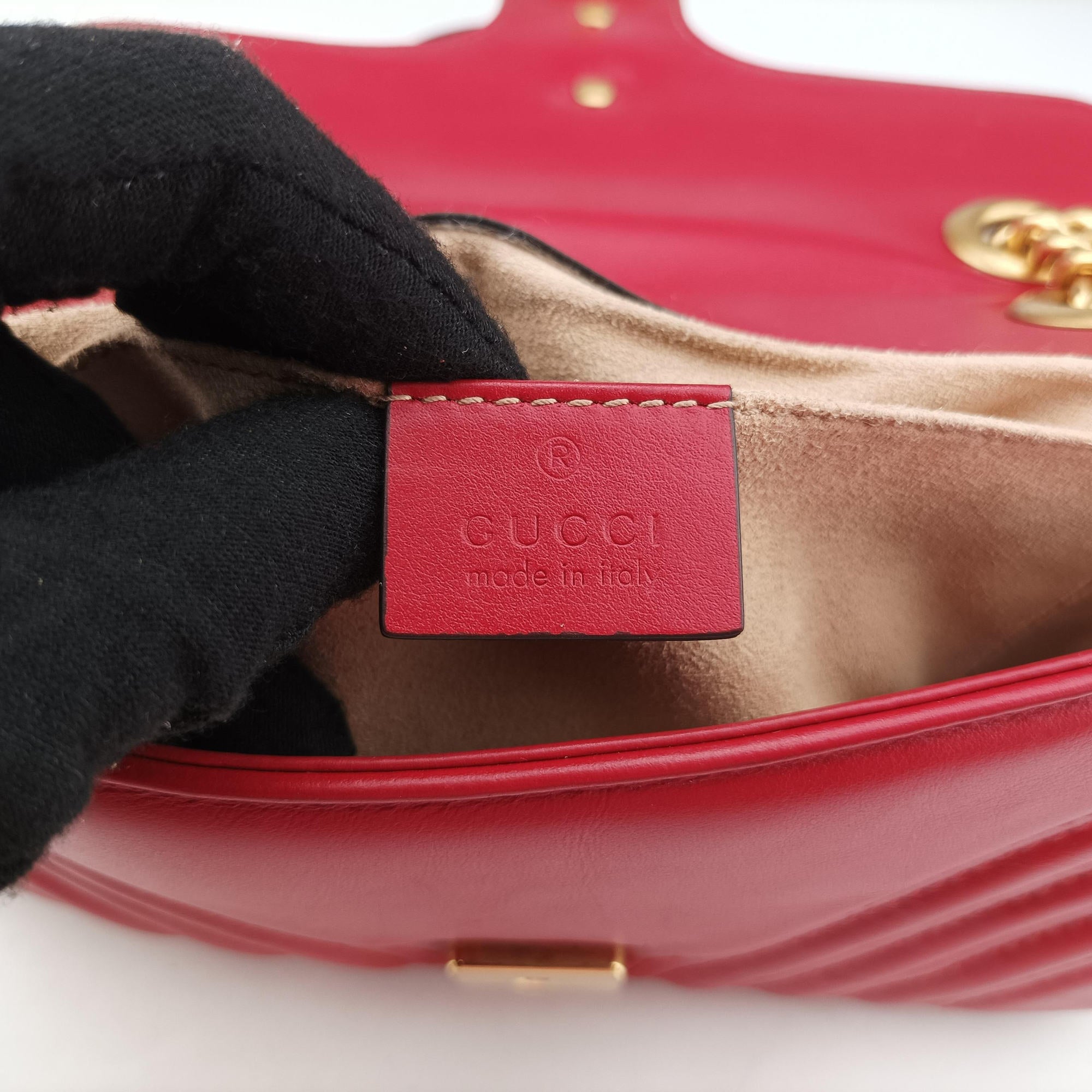 Pre-owned Gucci GG Marmont Red Leather 446744 shoulderbag | stylenewstar