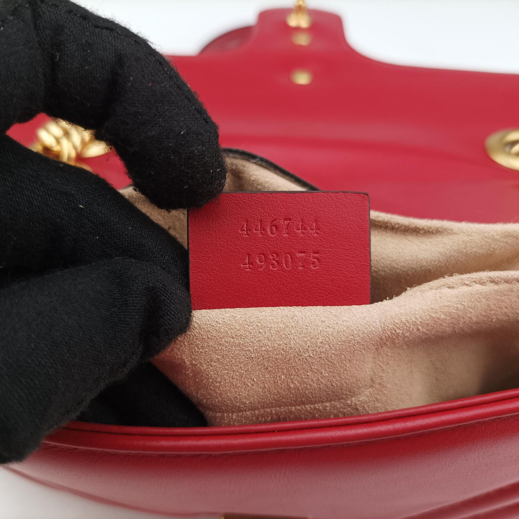 Pre-owned Gucci GG Marmont Red Leather 446744 shoulderbag | stylenewstar