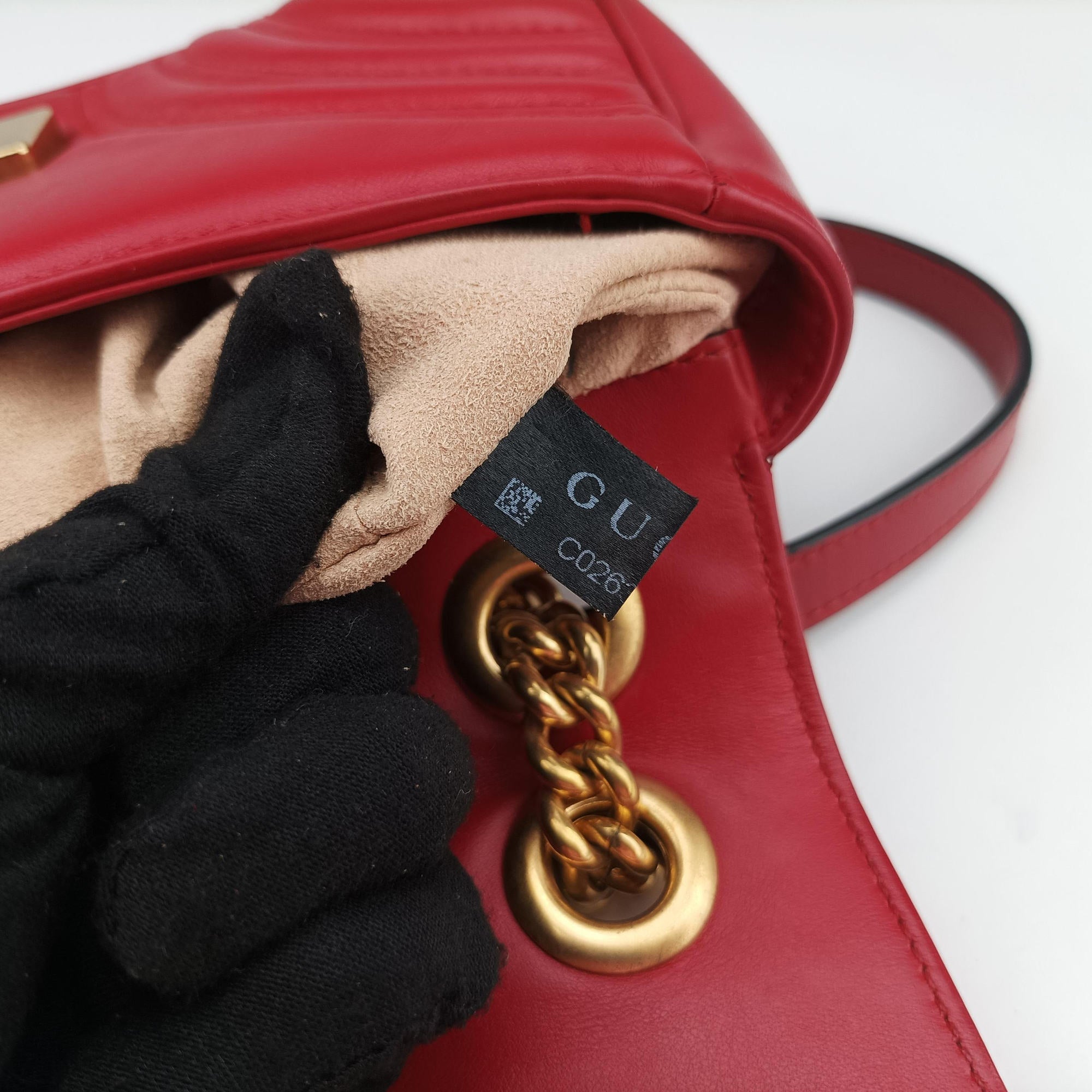 Pre-owned Gucci GG Marmont Red Leather 446744 shoulderbag | stylenewstar