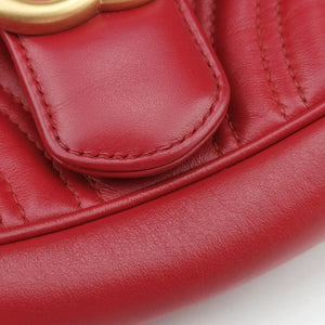 Pre-owned Gucci GG Marmont Red Leather 446744 shoulderbag | stylenewstar