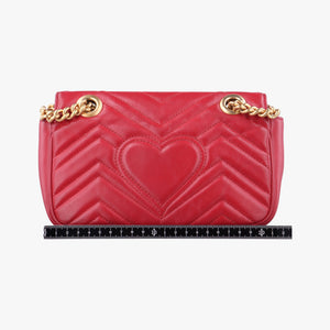 Pre-owned Gucci GG Marmont Red Leather 446744 shoulderbag | stylenewstar