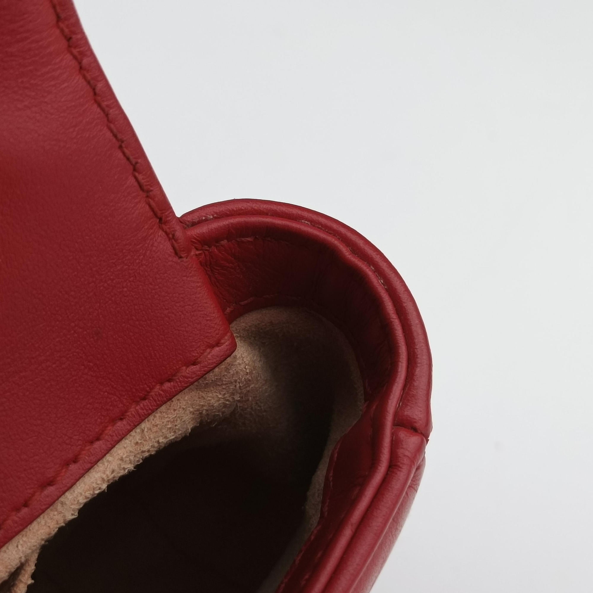 Pre-owned Gucci GG Marmont Red Leather 446744 shoulderbag | stylenewstar