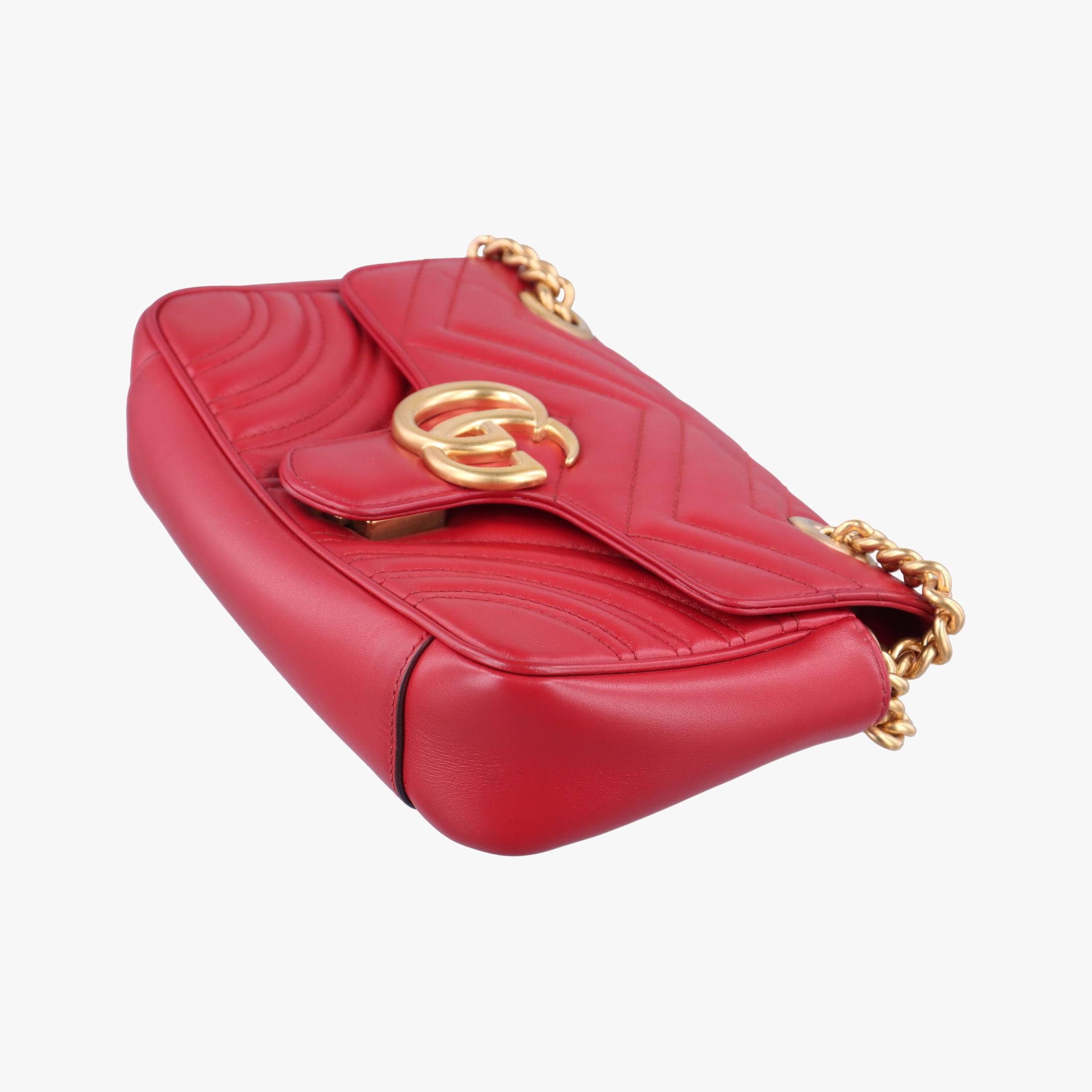 Pre-owned Gucci GG Marmont Red Leather 446744 shoulderbag | stylenewstar