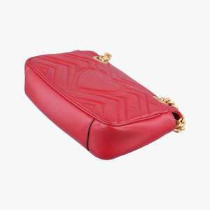 Pre-owned Gucci GG Marmont Red Leather 446744 shoulderbag | stylenewstar