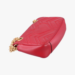 Pre-owned Gucci GG Marmont Red Leather 446744 shoulderbag | stylenewstar