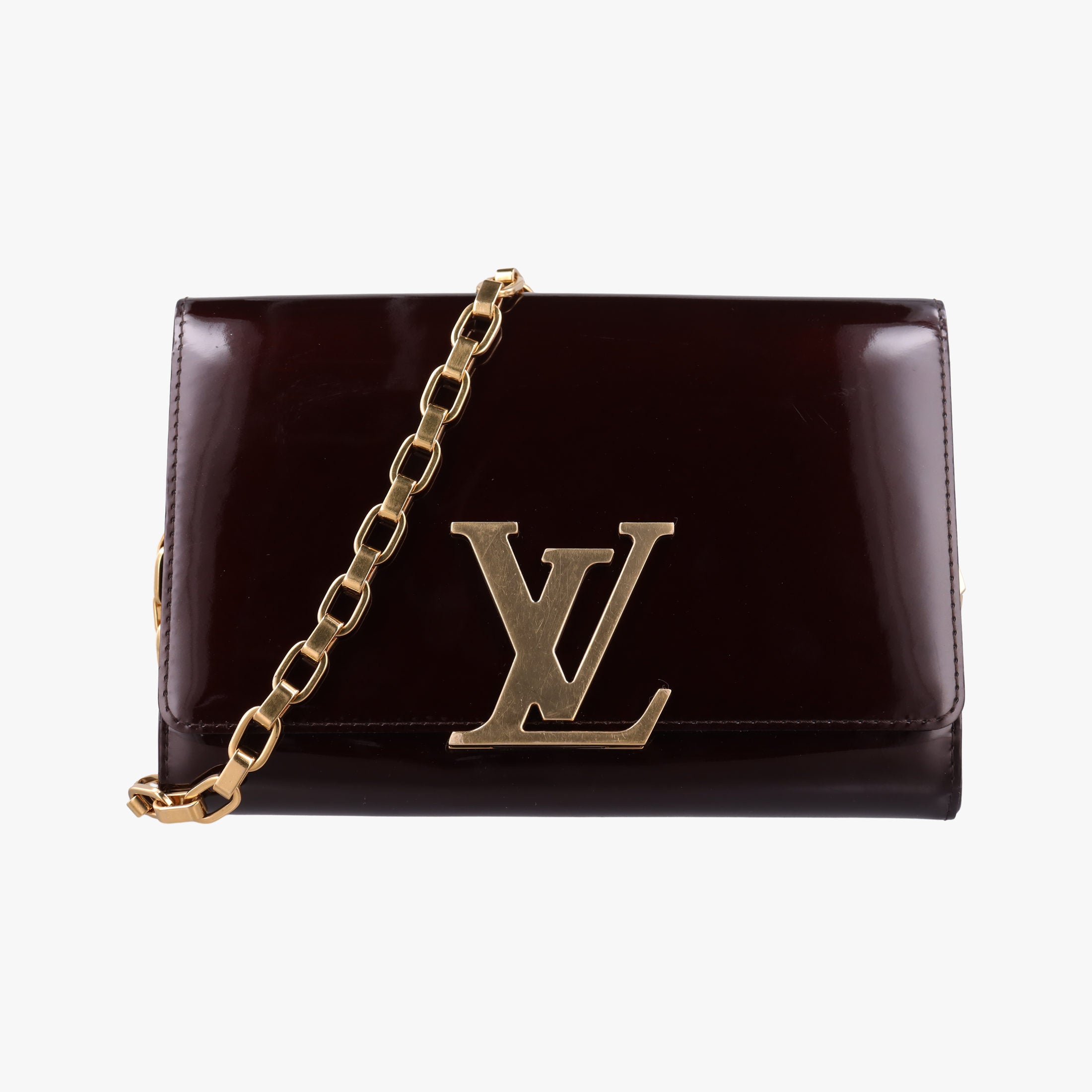 Pre-owned Louis Vuitton Pochette Louise GM Amarante Vernis M51631 shoulderbag | stylenewstar