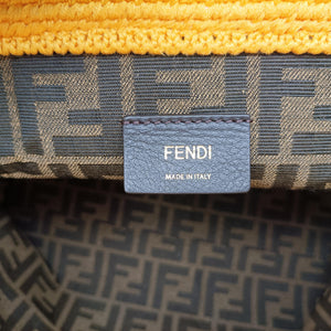 Pre-owned Fendi SUNSHINE Yellow Crochet×leather 8BH386 shoulderbag | stylenewstar