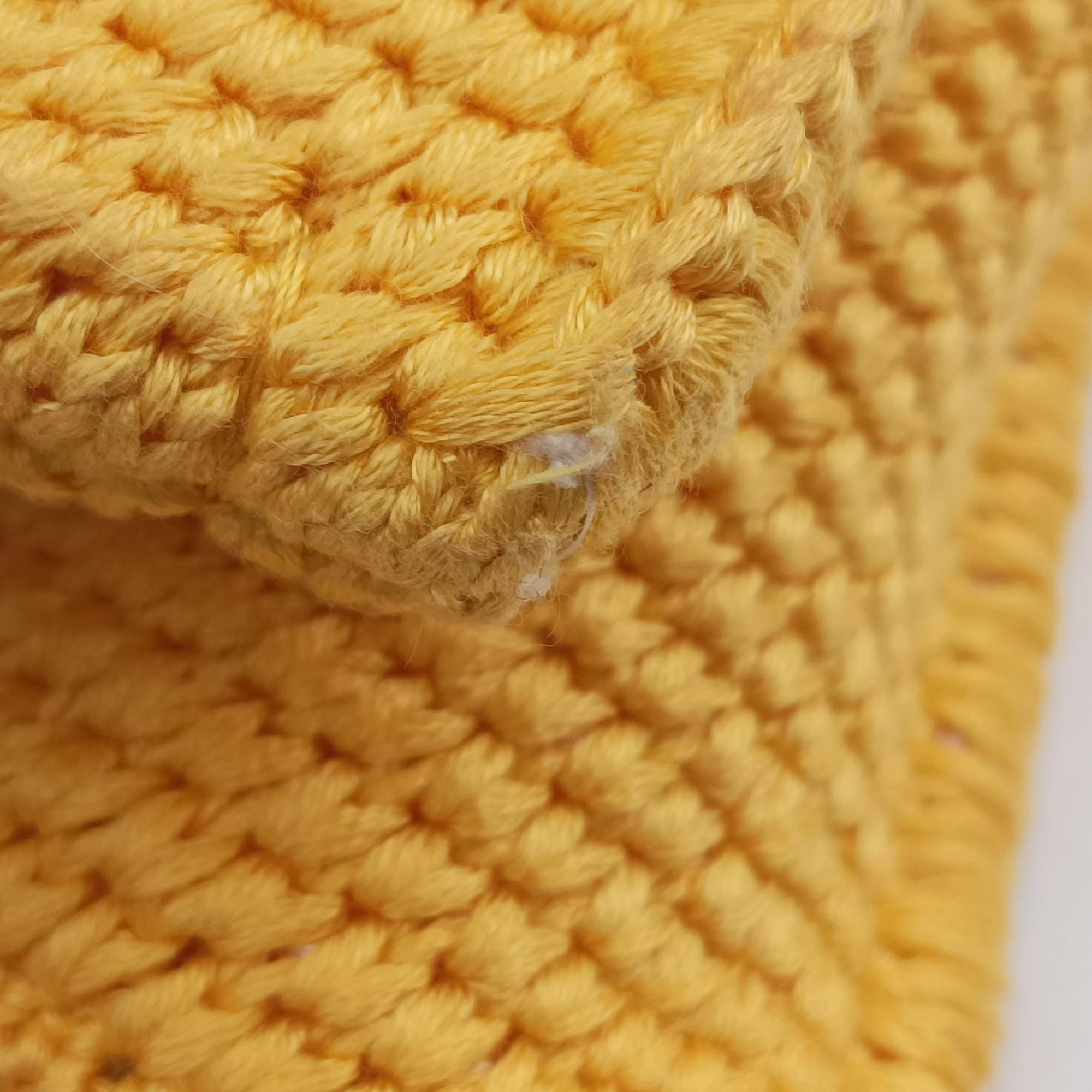 Pre-owned Fendi SUNSHINE Yellow Crochet×leather 8BH386 shoulderbag | stylenewstar