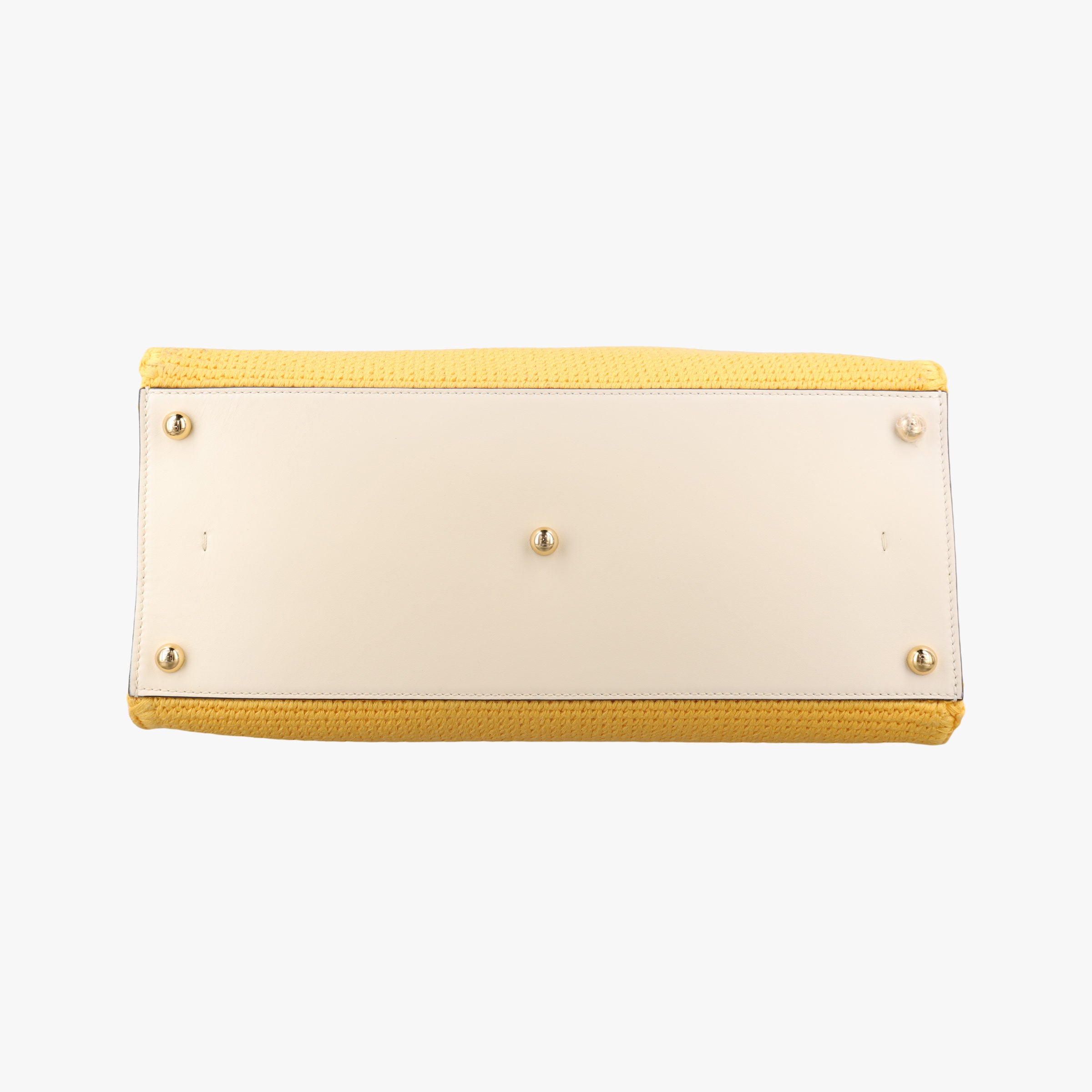 Pre-owned Fendi SUNSHINE Yellow Crochet×leather 8BH386 shoulderbag | stylenewstar