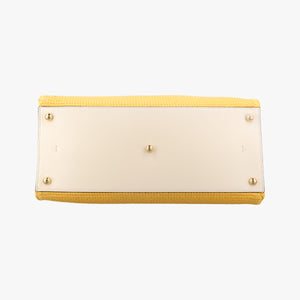 Pre-owned Fendi SUNSHINE Yellow Crochet×leather 8BH386 shoulderbag | stylenewstar