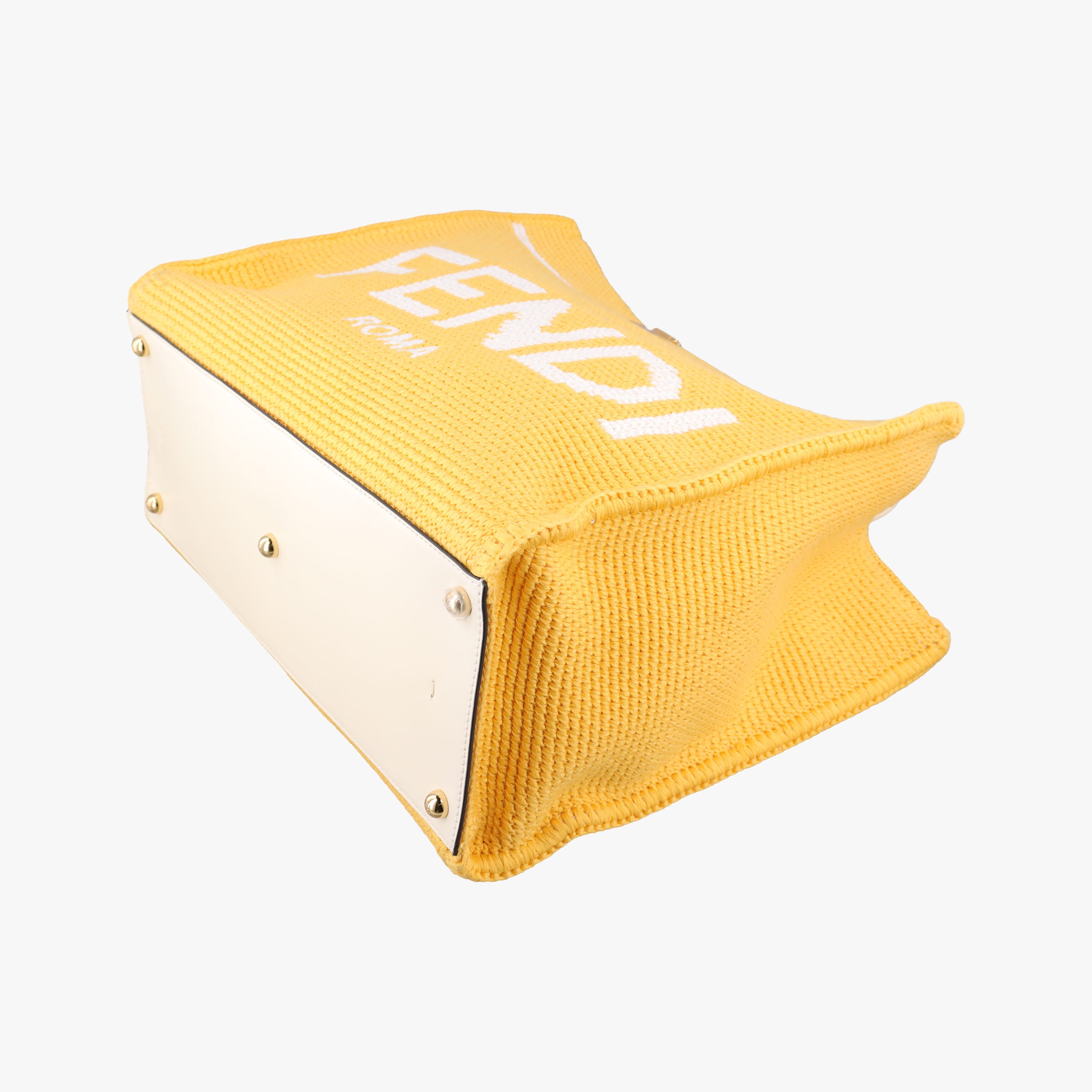 Pre-owned Fendi SUNSHINE Yellow Crochet×leather 8BH386 shoulderbag | stylenewstar