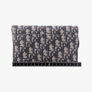 Pre-owned Christian Dior Saddle Navy×Gray jacquard×Leather  shoulderbag | stylenewstar