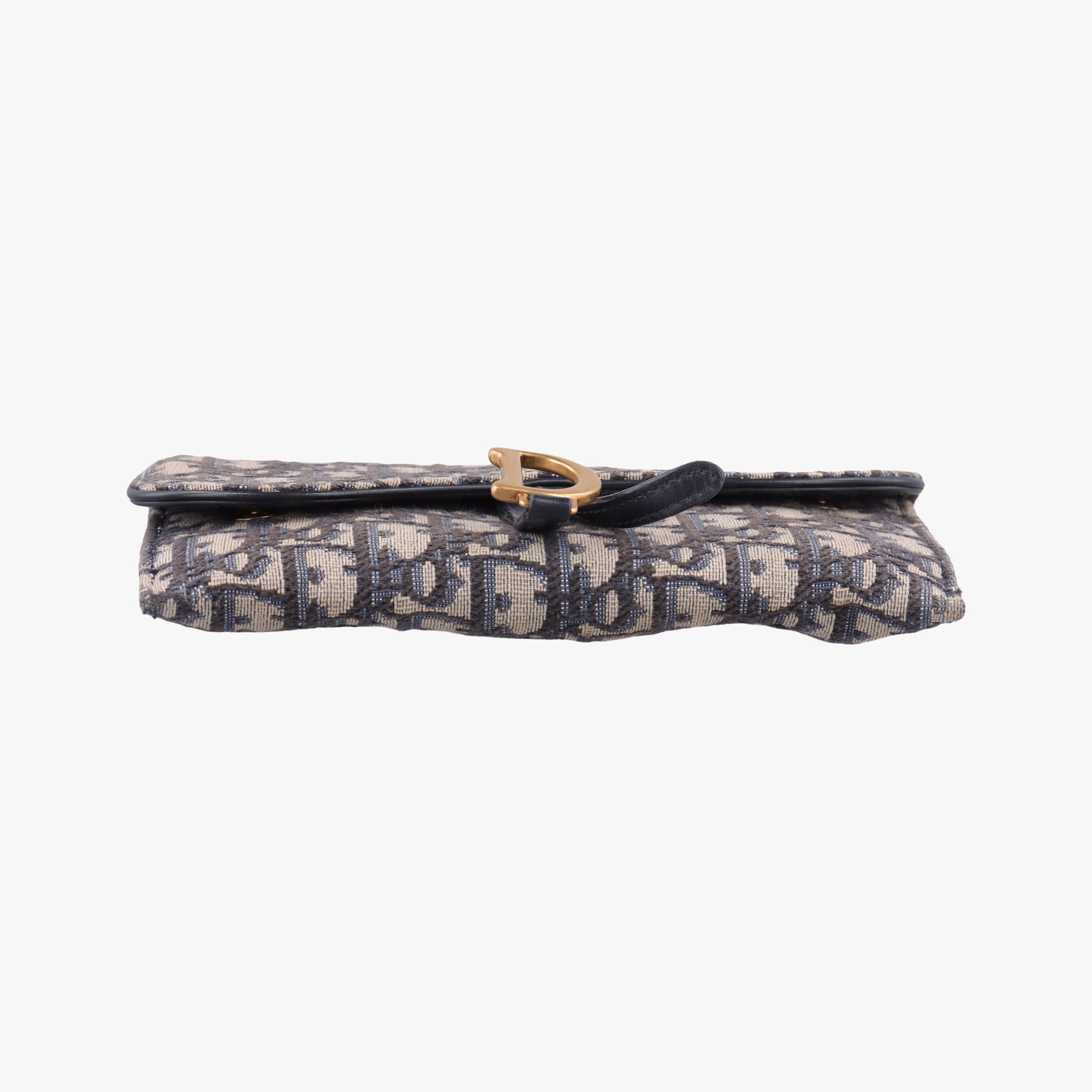 Pre-owned Christian Dior Saddle Navy×Gray jacquard×Leather  shoulderbag | stylenewstar