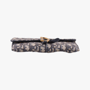 Pre-owned Christian Dior Saddle Navy×Gray jacquard×Leather  shoulderbag | stylenewstar