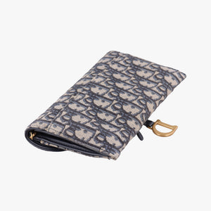 Pre-owned Christian Dior Saddle Navy×Gray jacquard×Leather  shoulderbag | stylenewstar