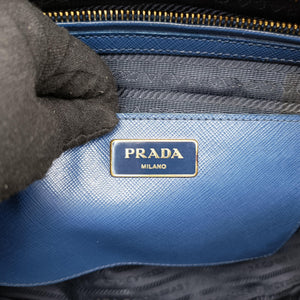 Pre-owned Prada Galleria Blue SAFFIANO Leather BN1786 shoulderbag | stylenewstar