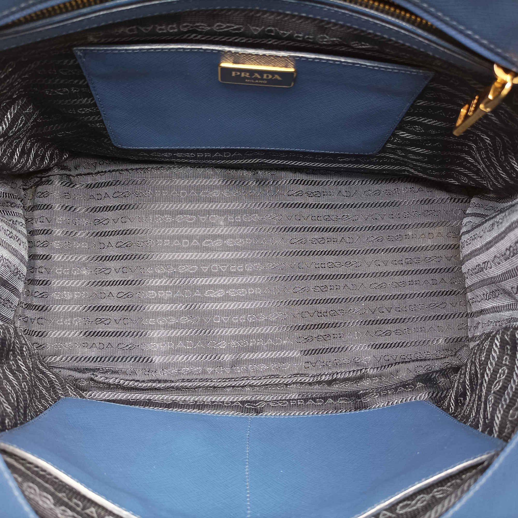 Pre-owned Prada Galleria Blue SAFFIANO Leather BN1786 shoulderbag | stylenewstar