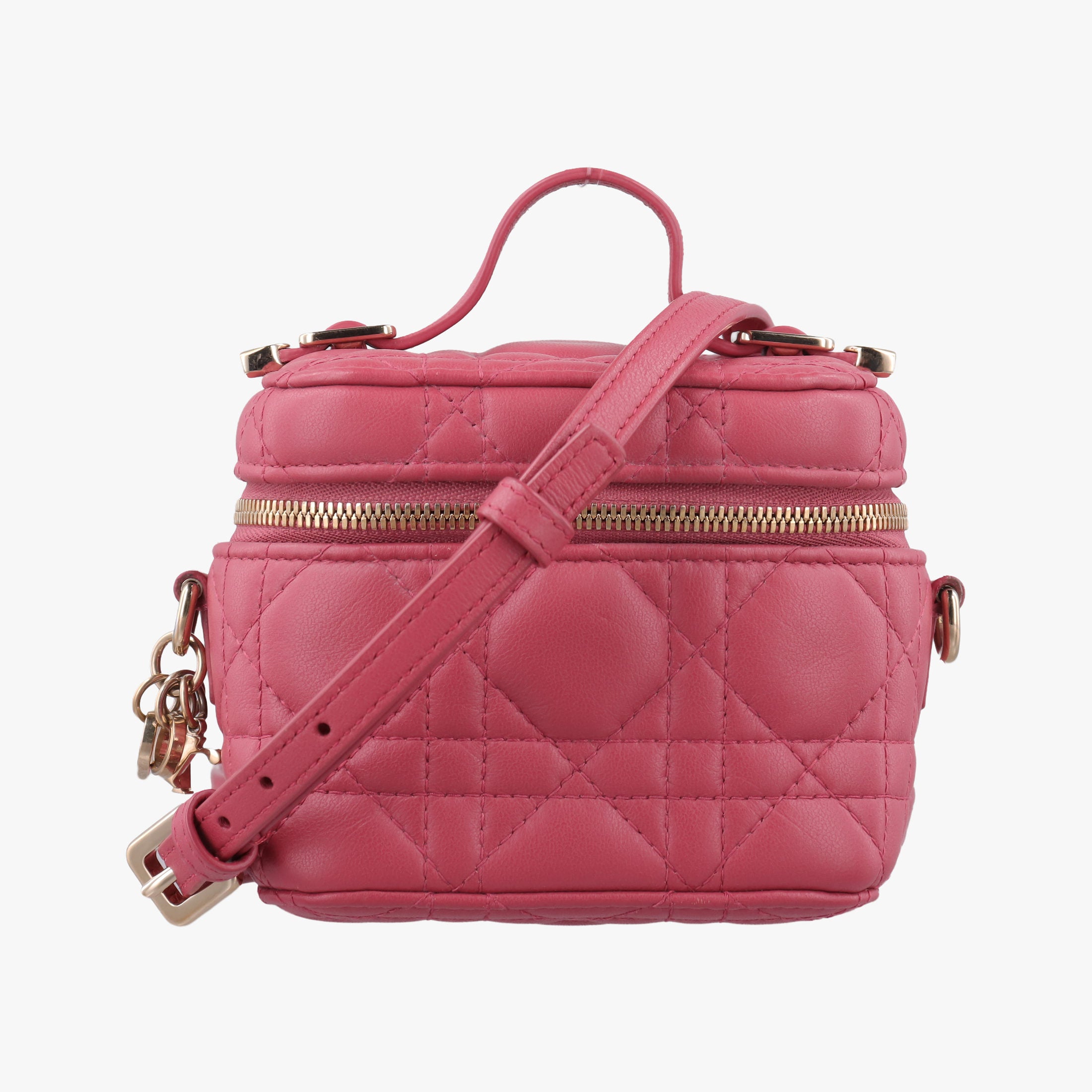 Pre-owned Christian Dior Lady Dior micro vanity RedPink lambskin  shoulderbag | stylenewstar