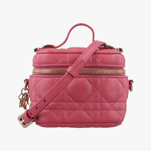 Pre-owned Christian Dior Lady Dior micro vanity RedPink lambskin  shoulderbag | stylenewstar