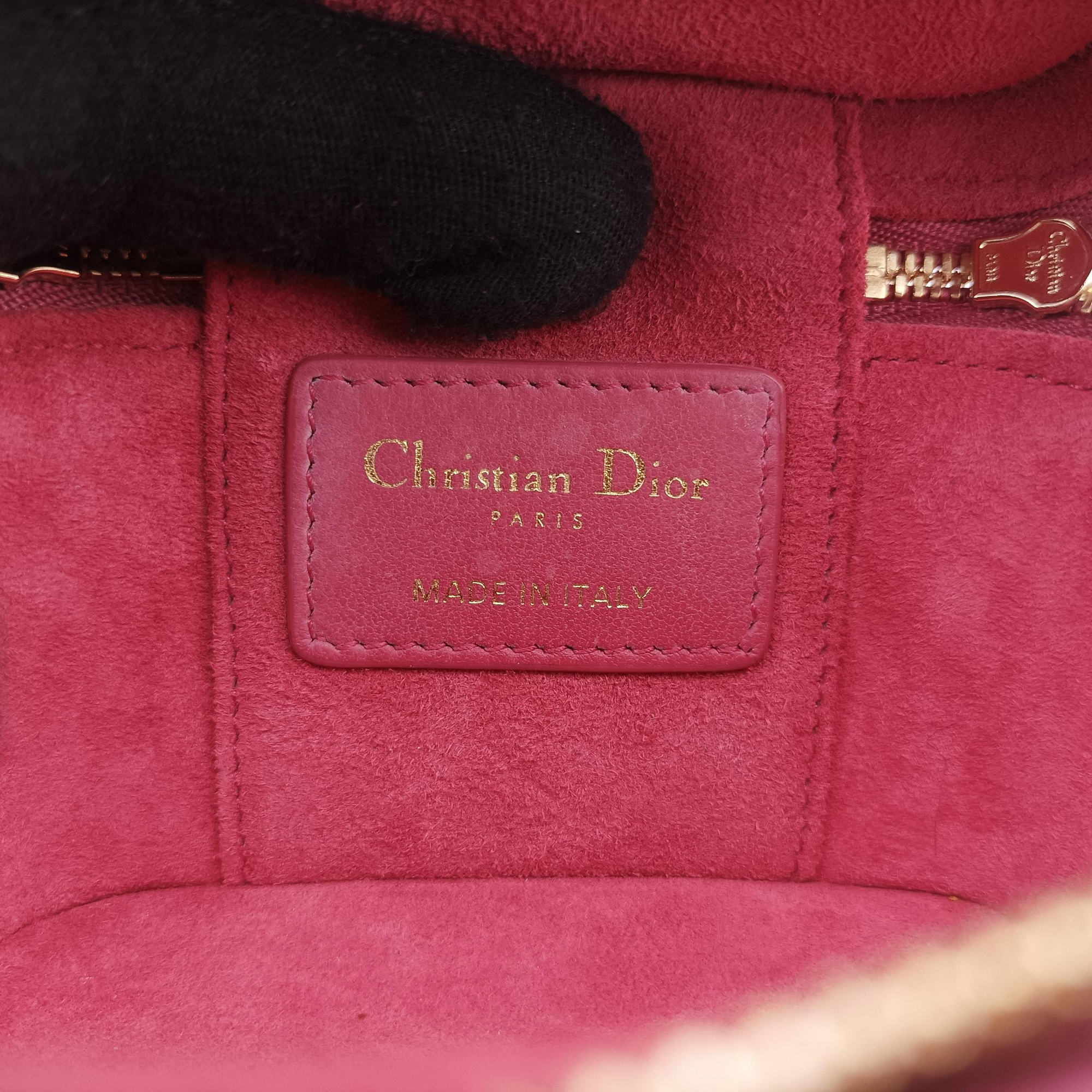 Pre-owned Christian Dior Lady Dior micro vanity RedPink lambskin  shoulderbag | stylenewstar